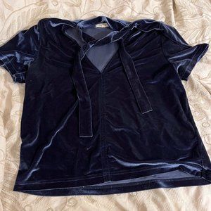 Madewell Blue Velvet Shirt Size M Medium Short Sleeved